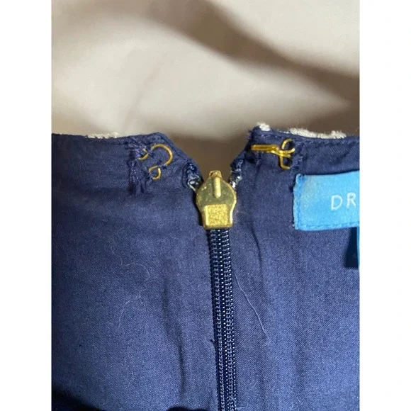 Draper James Navy Blue Floral Embroidered Flutter Sleeve Dress Size 12 Brunch - Picture 12 of 12